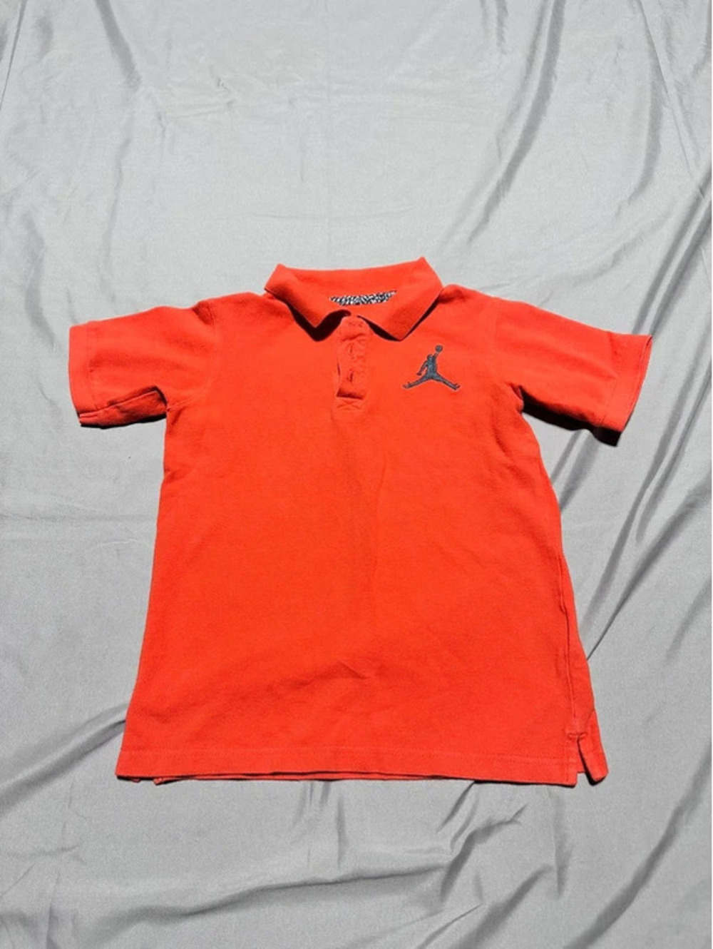 Jordan Boys Polo Shirt Size Small S Red Orange Jumpman Logo 100% Cotton (C19)